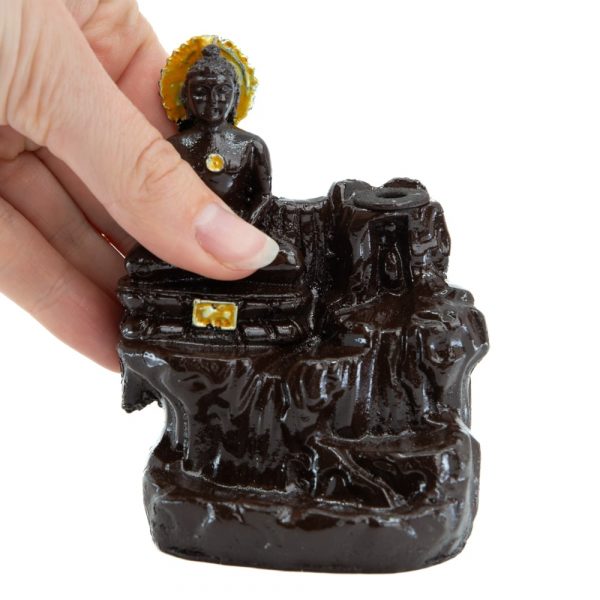 BACKFLOW INCENSE BURNER MEDITATING BUDDHA 10cm WITH CONES – Relaxing Waterfall Effect - Spirit And Shadow
