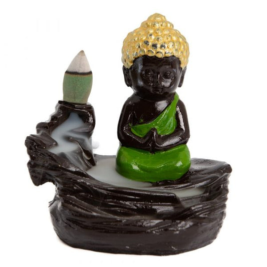 BACKFLOW INCENSE BURNER MEDITATING BUDDHA WITH CONES – Relaxing Waterfall Effect (95 mm) - Spirit And Shadow