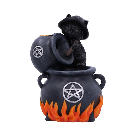 FAMILIAR BREW BACKFLOW INCENSE BURNER –Black Cat Cauldron 18cm - Spirit And Shadow