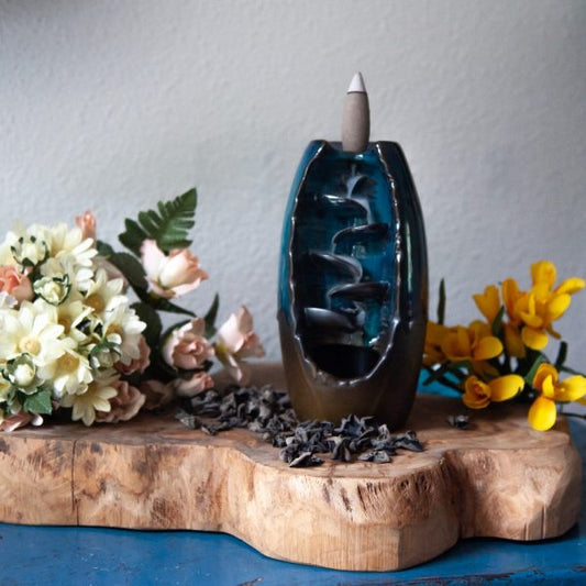 BACKFLOW INCENSE BURNER CASCADE WATERFALL PORCELAIN - Spirit And Shadow