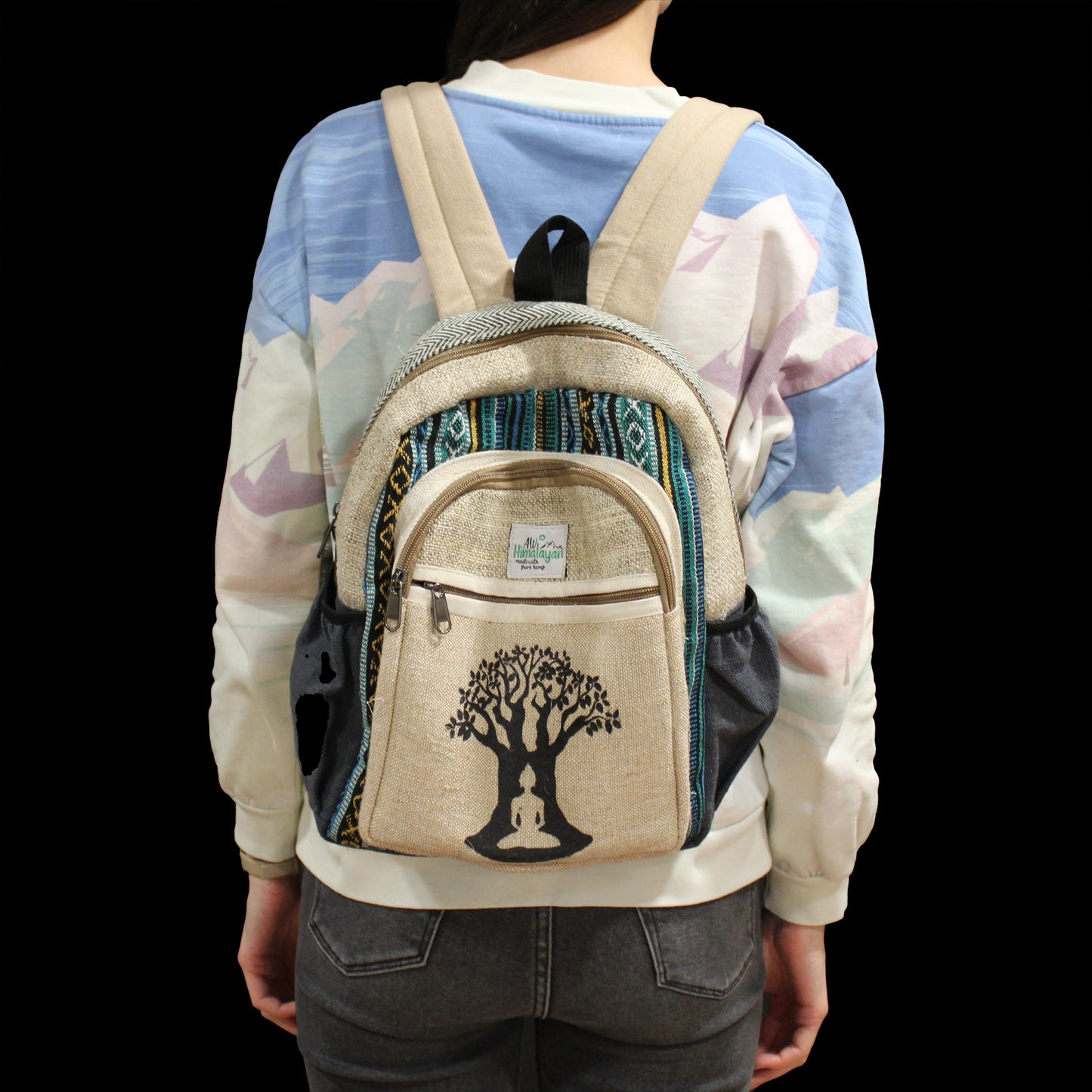 PURE HEMP BACKPACK -BODHI TREE DESIGN Earthy Tone