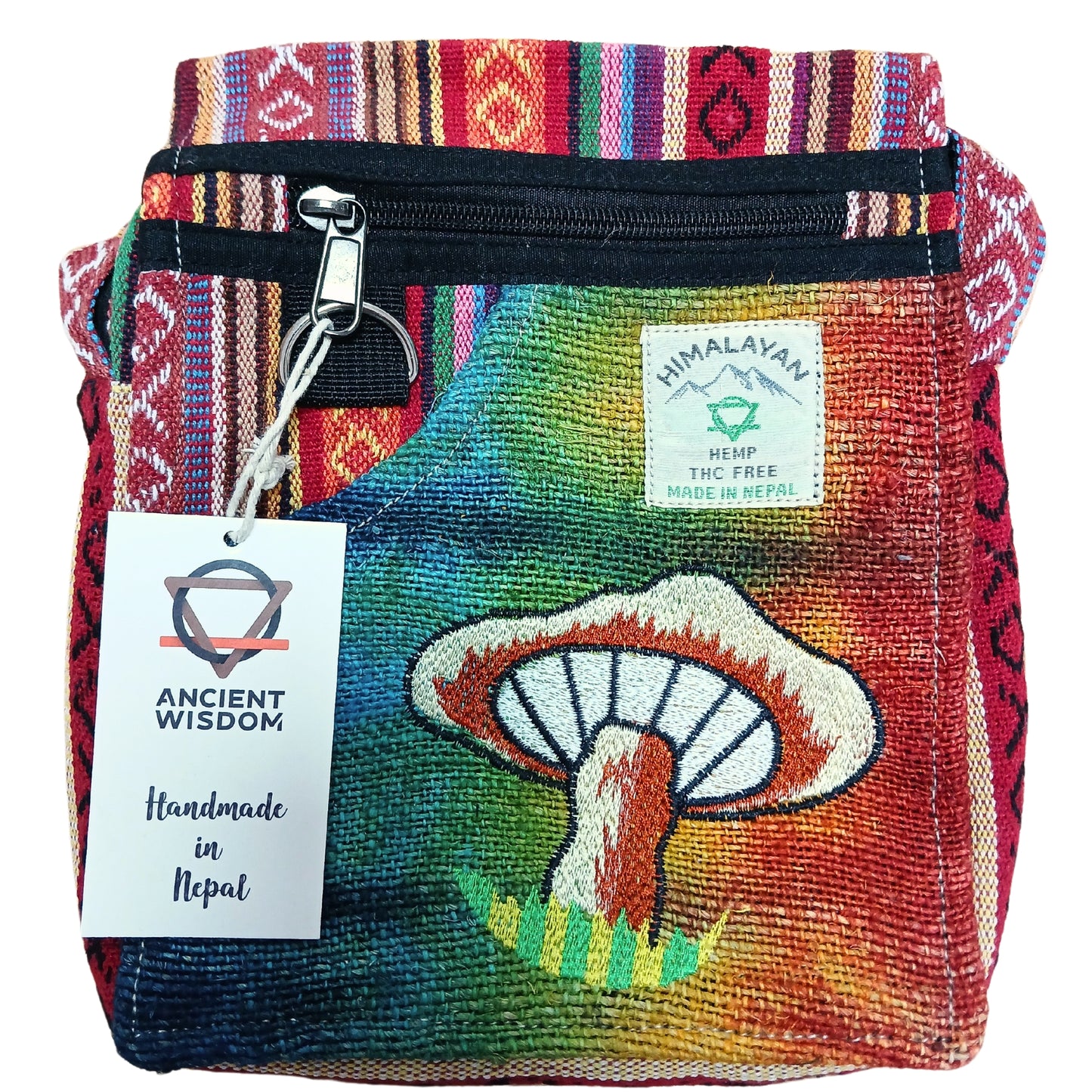 HEMP EMBROIDERED MUSHROOM PARTY BAG – Orange Mushrooms