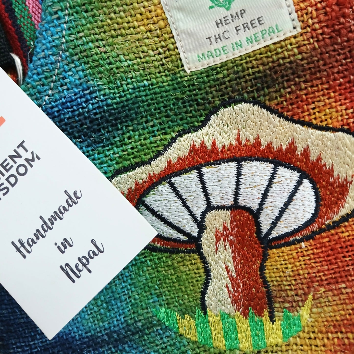 HEMP EMBROIDERED MUSHROOM PARTY BAG – Orange Mushrooms