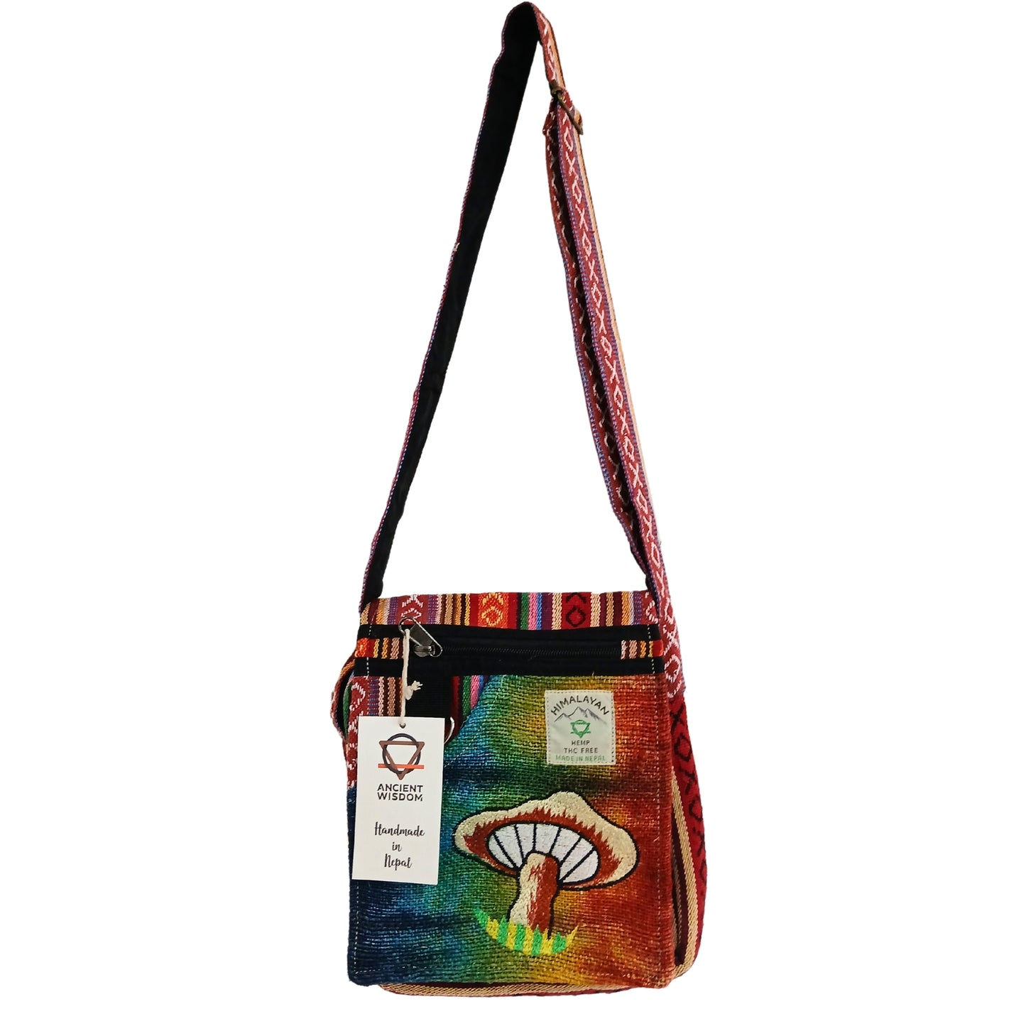 HEMP EMBROIDERED MUSHROOM PARTY BAG – Orange Mushrooms