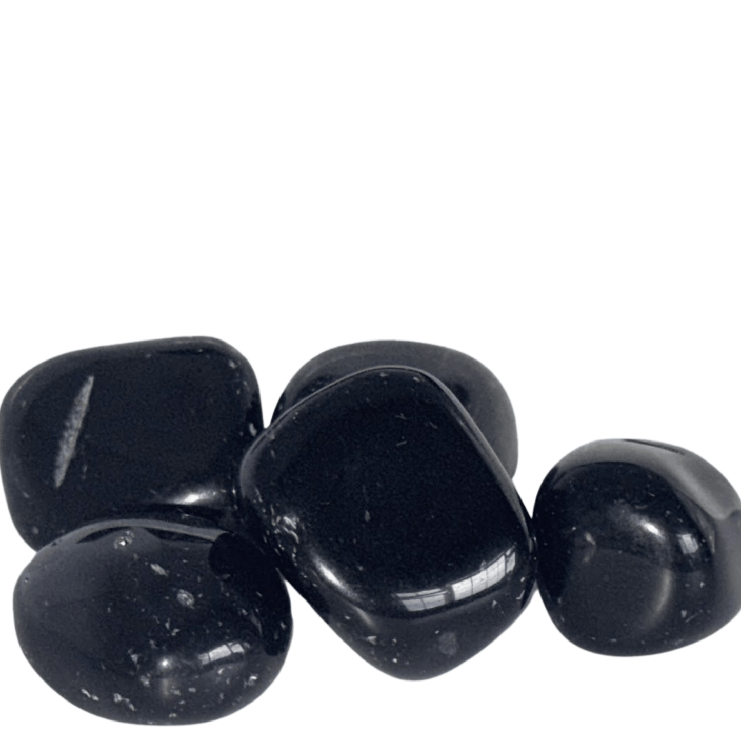 Black Obsidian stones on a white background