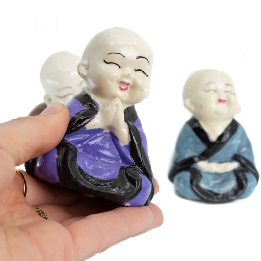 CHEERFUL MINI BUDDHA STATUE SET - Hand-Painted Vibrant Colours - Spirit And Shadow