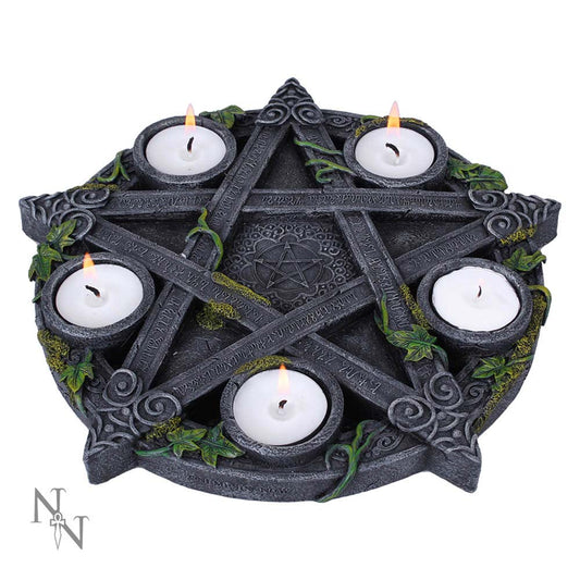 WICCAN PENTAGRAM TEA LIGHT HOLDER 25.5cm - Spirit And Shadow