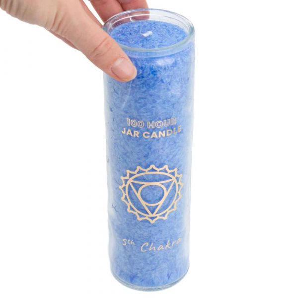 THROAT CHAKRA (5th) STEARIN CANDLE IN GLASS – Blue (100 Hour Burning Time) - Spirit And Shadow