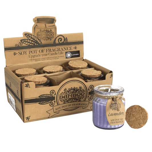LAVENDER SOY CANDLE IN GLASS JAR WITH CORK LID