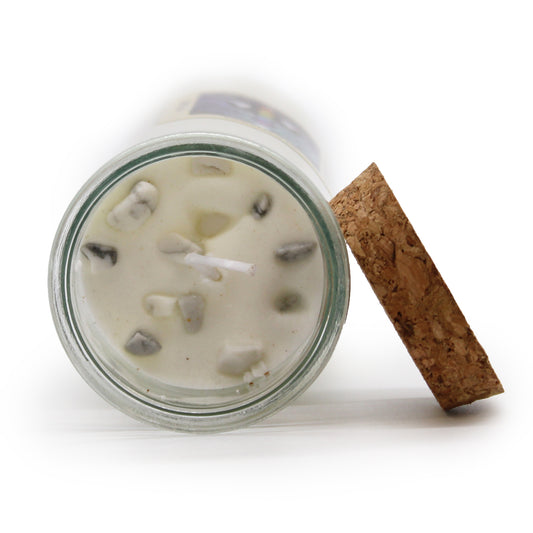 MAGIC SPELL CANDLE – CLEANSING Soy Wax with White Jasper Crystals & Sage Peppermint Scent - Spirit And Shadow