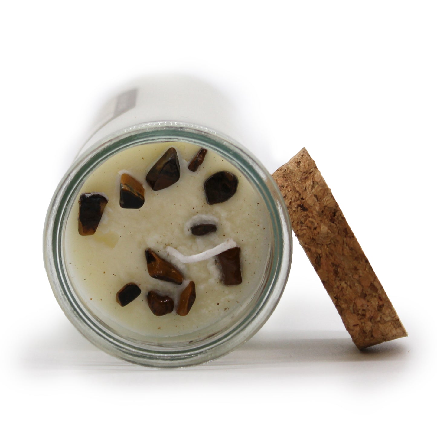 MAGIC SPELL CANDLE –CONFIDENCE Tiger Eye Crystals & Cinnamon-Orange Scent - Spirit And Shadow