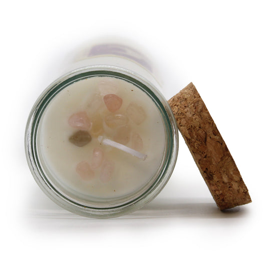 MAGIC SPELL CANDLE- LOVE Soy Wax with Rose Quartz Crystals & Jasmine Scent - Spirit And Shadow