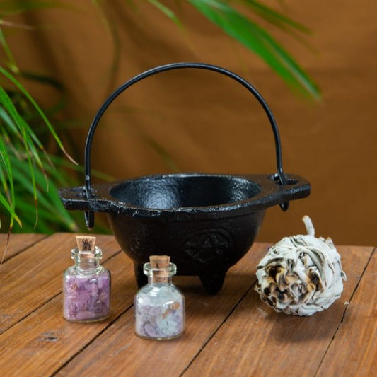 WITCH CAULDRON ROBUST PENTAGRAM 85mm CAST IRON – Ritual Bowl - Spirit And Shadow