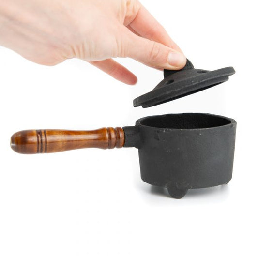 CAST IRON WITCH CAULDRON WITH STEEL HANDLE – 85mm Ø | Ritual & Incense Tool - Spirit And Shadow