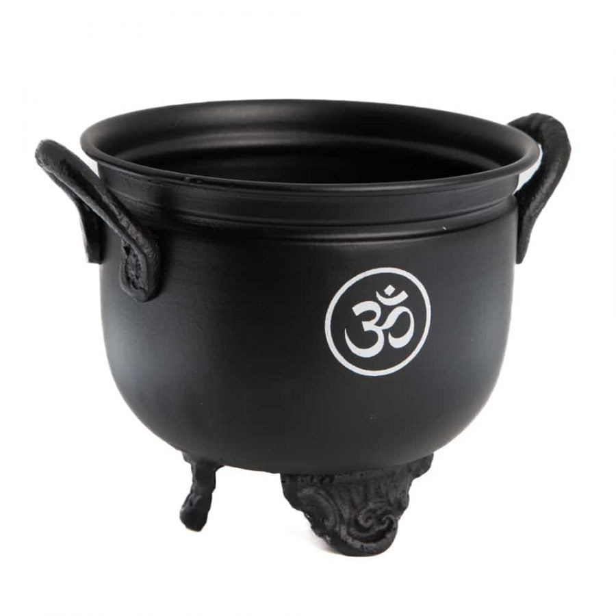 WITCHES' CAULDRON WITH METAL OHM SYMBOL – Perfect for Rituals & Spiritual Practices - Spirit And Shadow