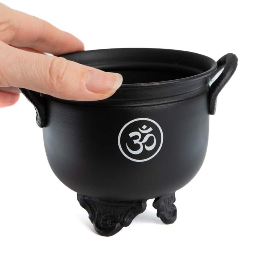 WITCHES' CAULDRON WITH METAL OHM SYMBOL – Perfect for Rituals & Spiritual Practices - Spirit And Shadow