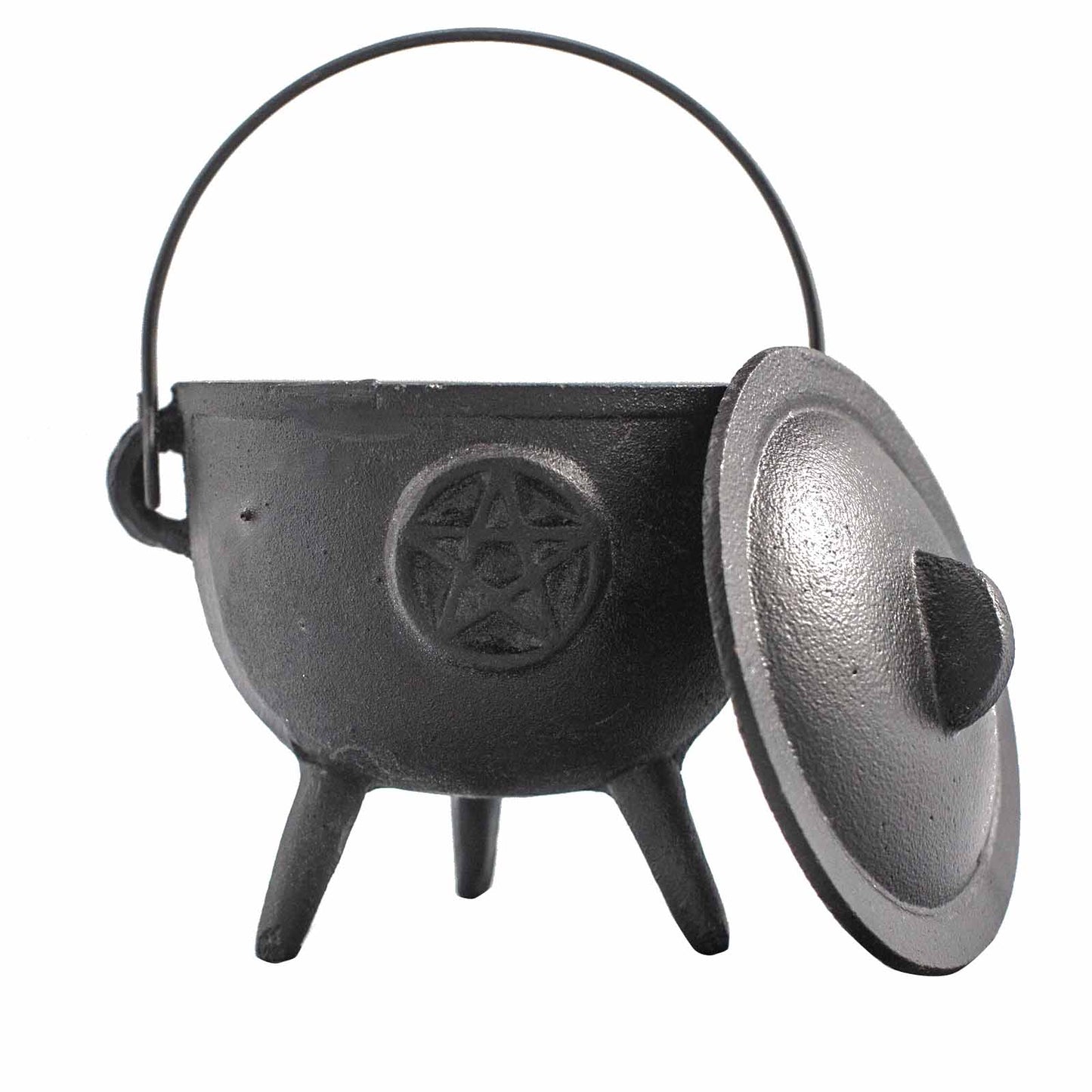 CAST IRON CAULDRON WITH PENTAGRAM 11x13cm – Large Ritual Magic Tool - Spirit And Shadow