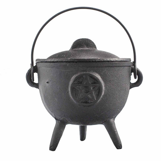 CAST IRON CAULDRON WITH PENTAGRAM 11x13cm – Large Ritual Magic Tool - Spirit And Shadow