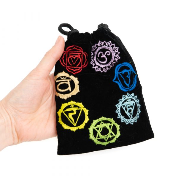 HANDMADE POUCH WITH 7 CHAKRA SYMBOLS - Spirit And Shadow