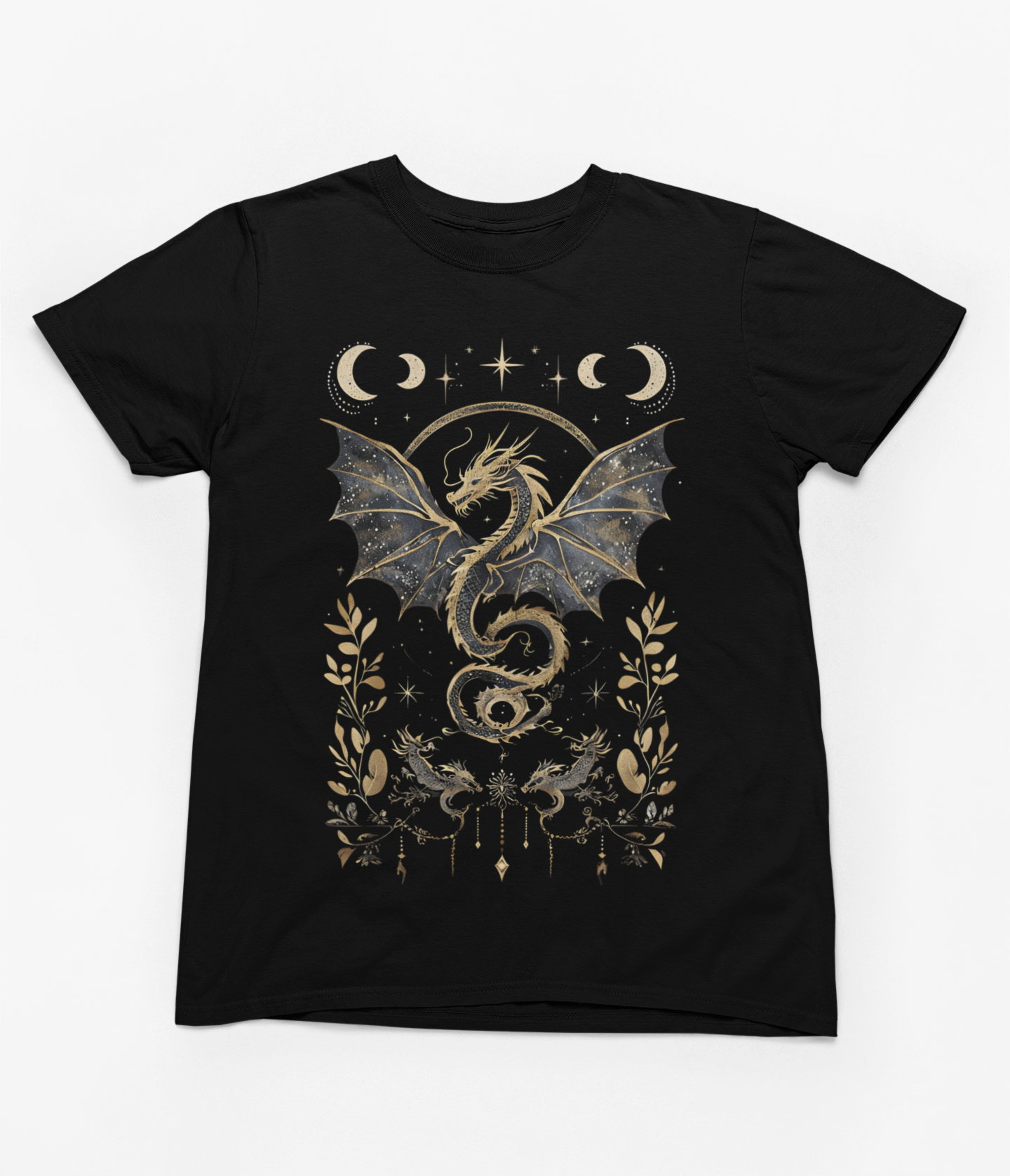 CELESTIAL DRAGON T-SHIRT – Mystical Lunar Dragon Fantasy Tee - Spirit And Shadow