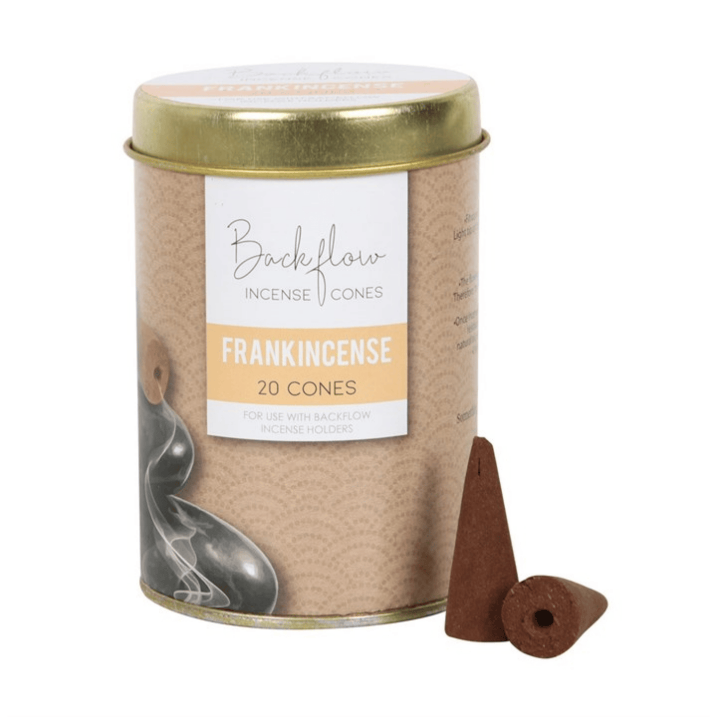 Backflow Incense Cones Frankincense packaging with two cones on a white background