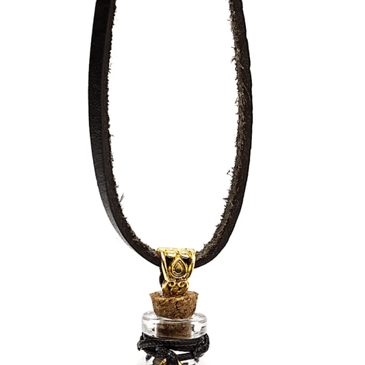 BLACK TOURMALINE BOTTLE PENDANT - MOON PHASES PROTECTION NECKLACE