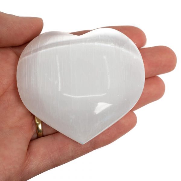 HEART SELENITE WORRY STONE - White Crystal for Healing & Connection - Spirit And Shadow
