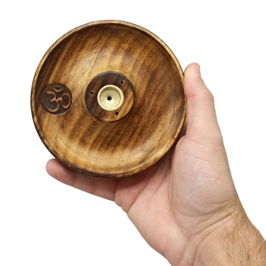 Om WOODEN INCENSE STICK & CONE BURNER – Spiritual Meditation Disc