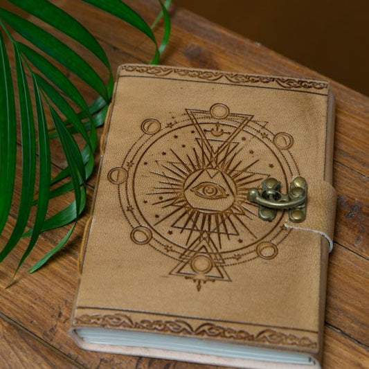 HANDMADE LEATHER JOURNAL/NOTEBOOK WITH ALL SEEING EYE - Spirit And Shadow
