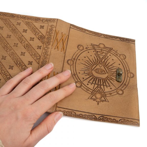 HANDMADE LEATHER JOURNAL/NOTEBOOK WITH ALL SEEING EYE - Spirit And Shadow