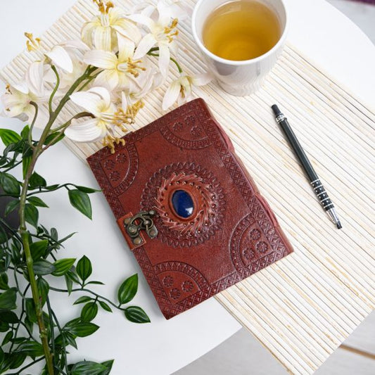 HANDMADE LEATHER JOURNAL WITH LAPIS LAZULI - Spirit And Shadow