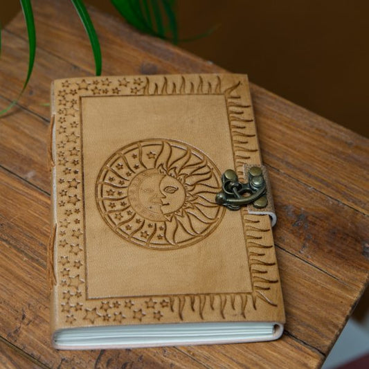 HANDMADE LEATHER SUN MOON JOURNAL/NOTEBOOK - Spirit And Shadow