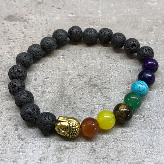 LAVA STONE HAMSA CHAKRA BRACELET