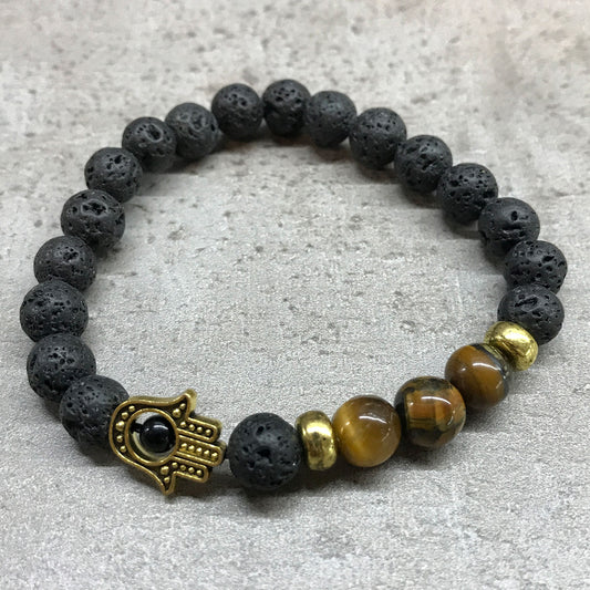 LAVA STONE BRACELET – Hamsa Tiger-Eye