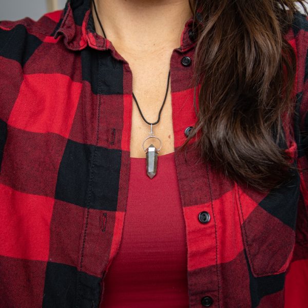 LABRADORITE DOUBLE POINT PENDANT NECKLACE- Healing Crystal for Self-Reflection & Intuition - Spirit And Shadow