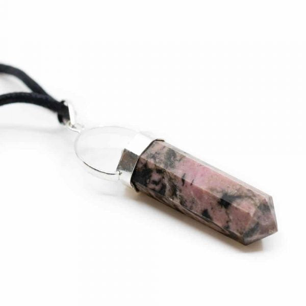 RHODONITE DOUBLE POINT PENDANT NECKLACE – Friendship & Reconciliation, emotional healing, and balance - Spirit And Shadow