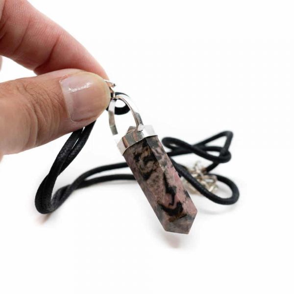 RHODONITE DOUBLE POINT PENDANT NECKLACE – Friendship & Reconciliation, emotional healing, and balance - Spirit And Shadow