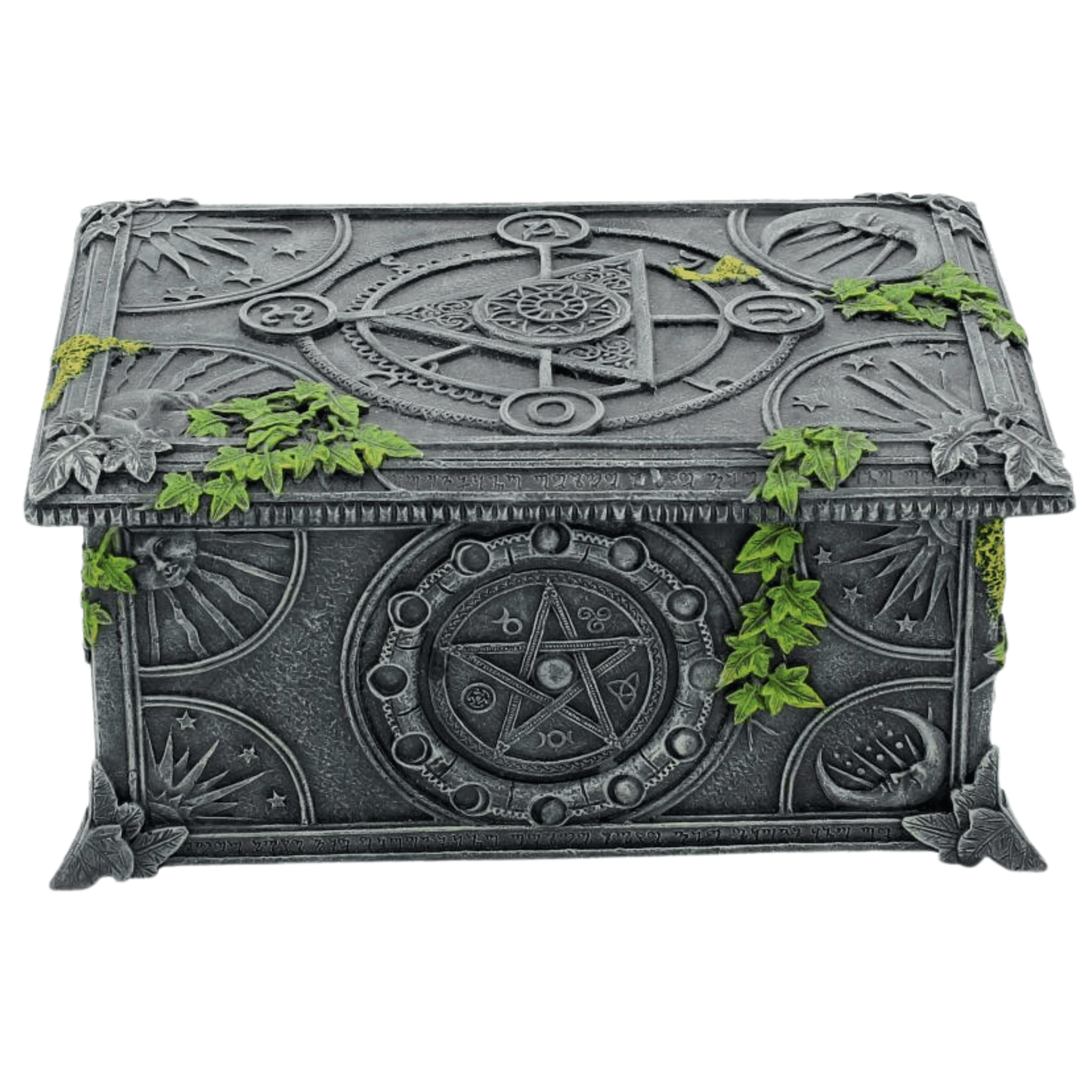 WICCAN PENTAGRAM TAROT / TRINKET BOX WITH IVY 17.5cm