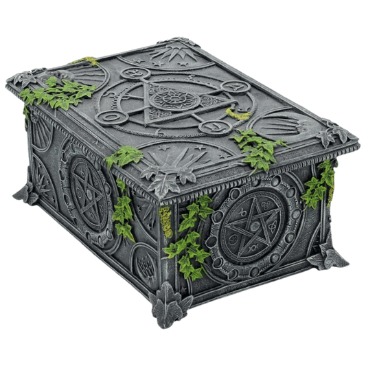 WICCAN PENTAGRAM TAROT / TRINKET BOX WITH IVY 17.5cm