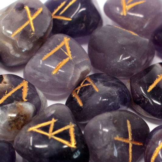 RUNE STONE SET IN POUCH - Amethyst - Spirit And Shadow