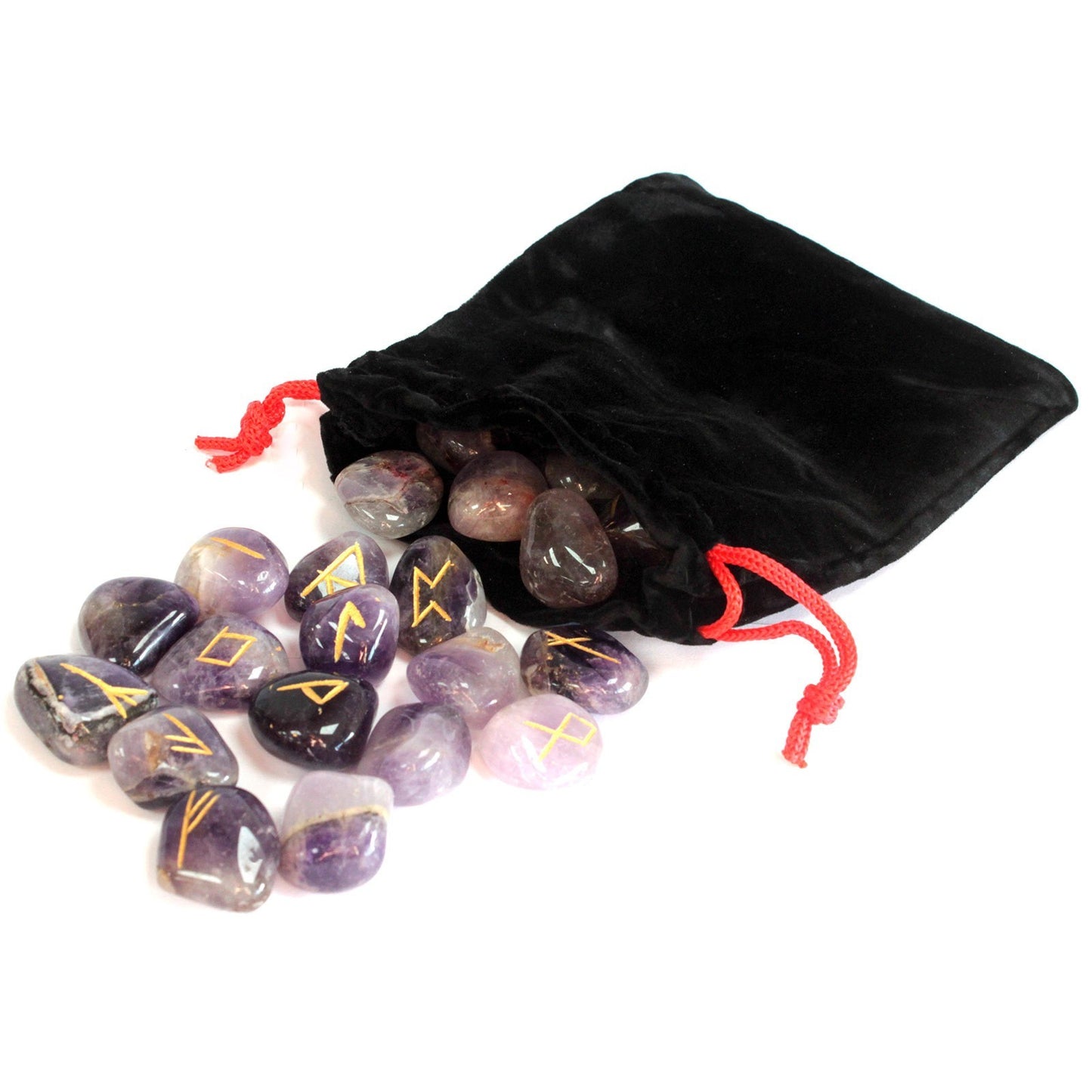 RUNE STONE SET IN POUCH - Amethyst - Spirit And Shadow