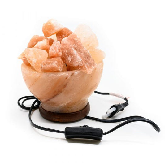 HIMALAYAN SALT STONE FIRE BASKET ROUND WITH ROUGH PIECES – Natural Serenity & Warmth - Spirit And Shadow