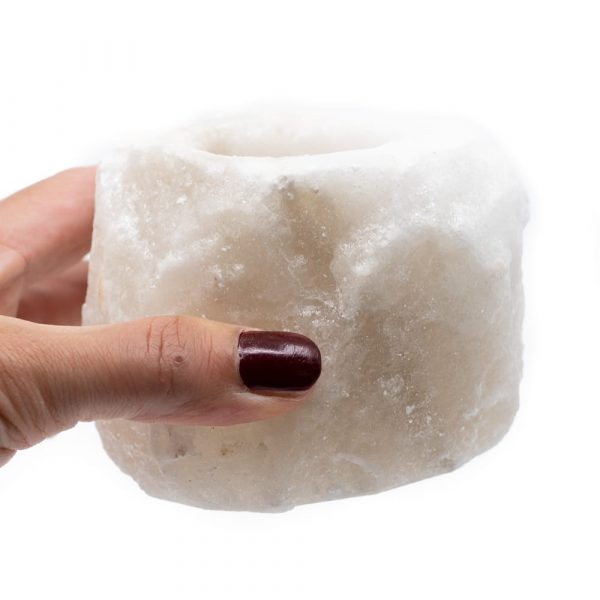 HIMALAYAN SALT TEA LIGHT HOLDER - WHITE 400–700g - Spirit And Shadow