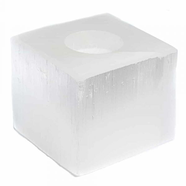 SELENITE CUBE TEA-LIGHT HOLDER 8x8 cm - Spirit And Shadow