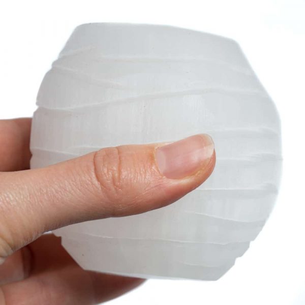 SELENITE GEMSTONE CYLINDER TEA-LIGHT HOLDER 500g 8 x 8 cm - Spirit And Shadow