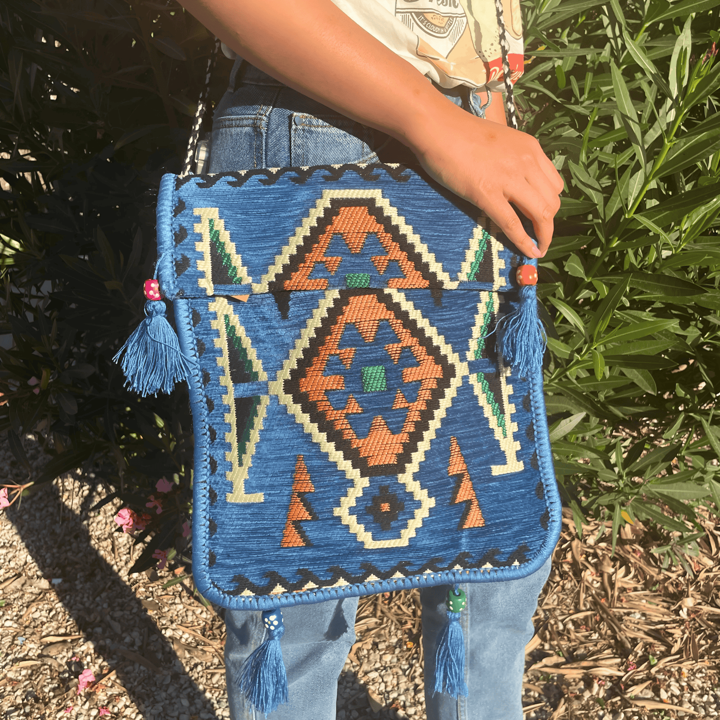 KILIM FESTIVAL BAG - SKY BLUE