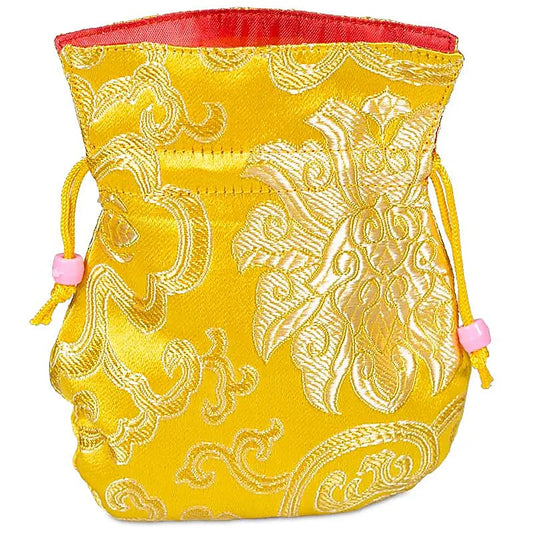 HANDMADE YELLOW BROCADE BAG – Ideal for Pendulums, Malas, Treasures and Spell Bags
