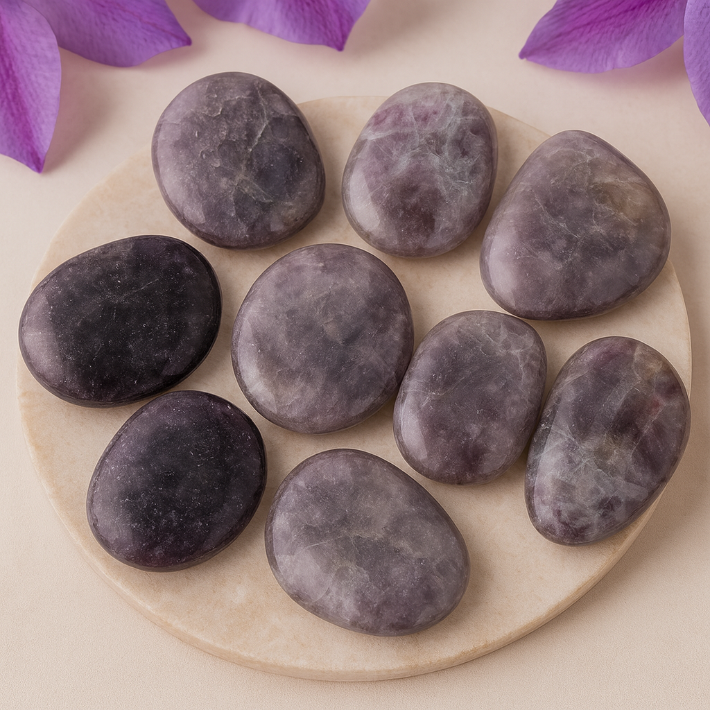 LEPIDOLITE PALM STONE AA GRADE 3-5cm