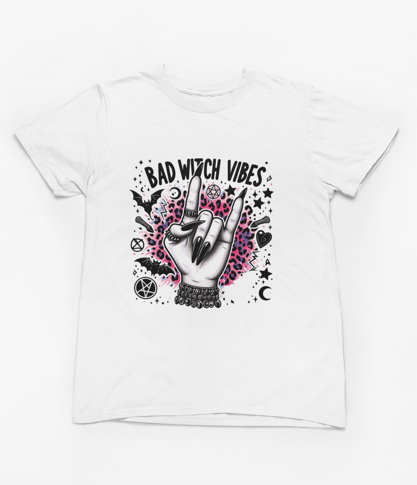 BAD WITCH VIBES T-SHIRT - WHITE - Spirit And Shadow