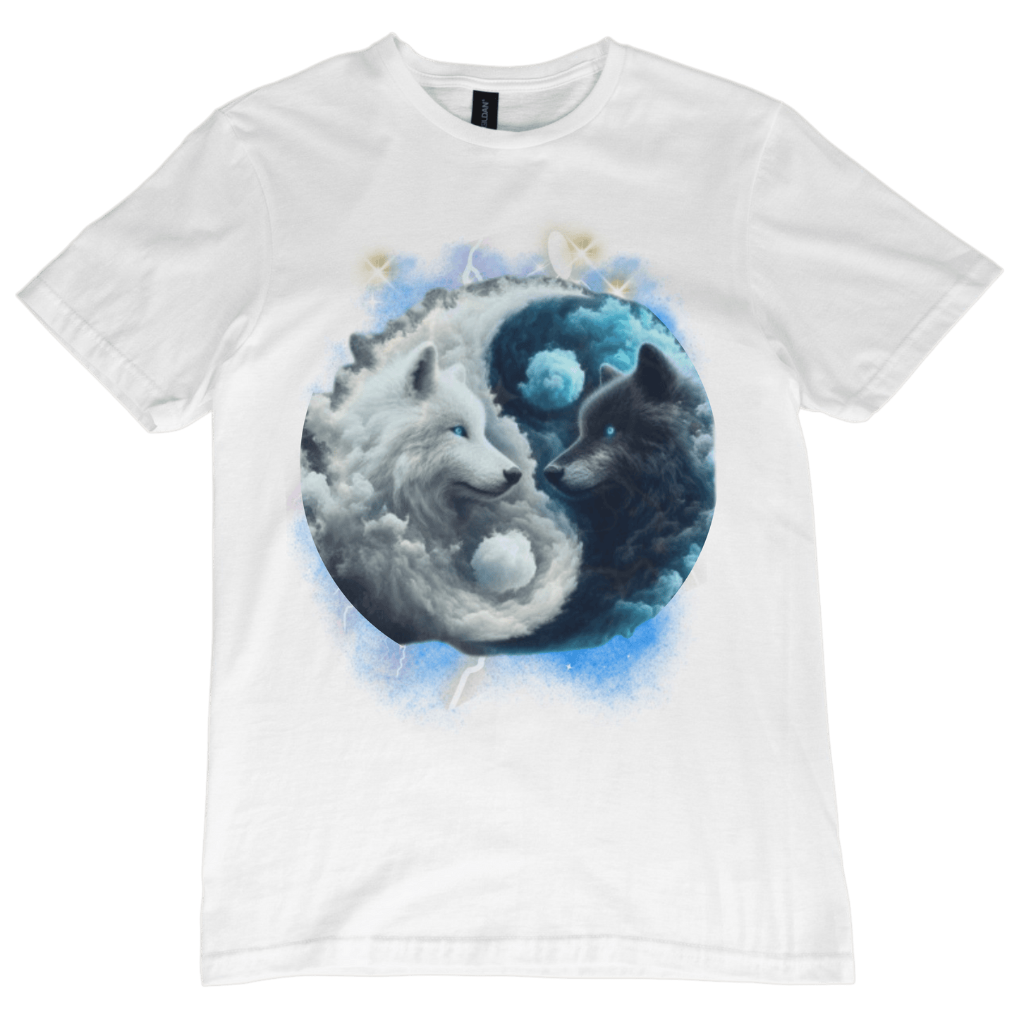 CELESTIAL YIN YANG WOLF T-SHIRT WHITE | MYSTICAL BALANCE TEE